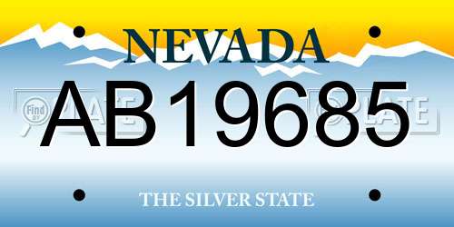 AB19685 Nevada License Plate