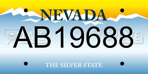 AB19688 Nevada License Plate