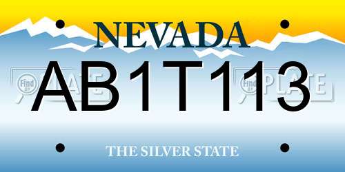 AB1T113 Nevada License Plate