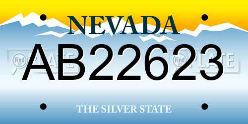 AB22623 Nevada License Plate