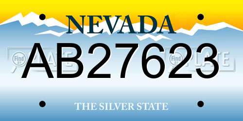 AB27623 Nevada License Plate
