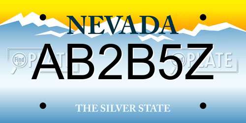 AB2B5Z Nevada License Plate