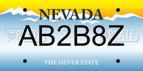 AB2B8Z Nevada License Plate
