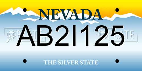 AB2I125 Nevada License Plate