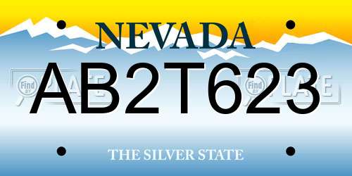 AB2T623 Nevada License Plate