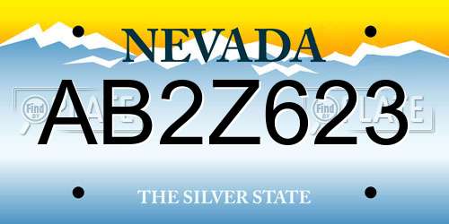 AB2Z623 Nevada License Plate