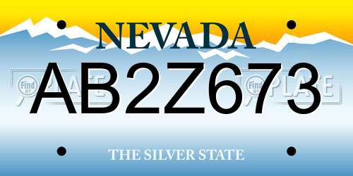 AB2Z673 Nevada License Plate