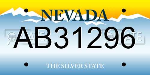 AB31296 Nevada License Plate