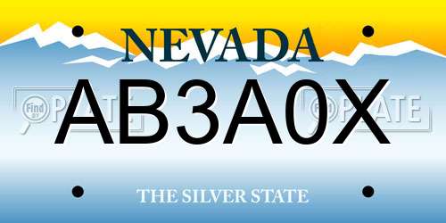 AB3A0X Nevada License Plate