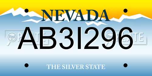 AB3I296 Nevada License Plate