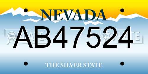 AB47524 Nevada License Plate