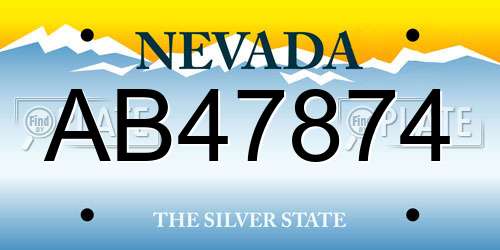 AB47874 Nevada License Plate