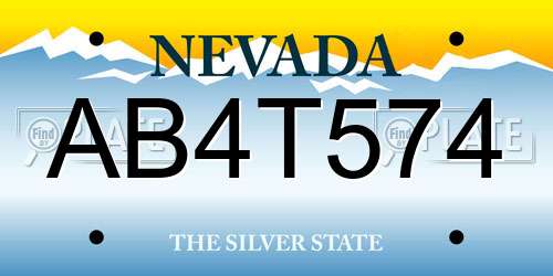 AB4T574 Nevada License Plate