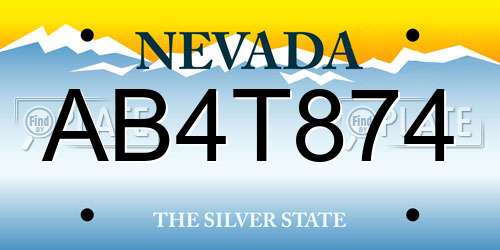 AB4T874 Nevada License Plate