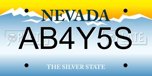 AB4Y5S Nevada License Plate