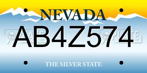 AB4Z574 Nevada License Plate