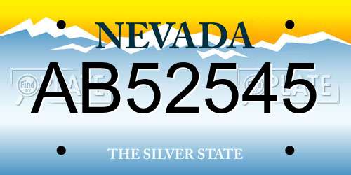 AB52545 Nevada License Plate