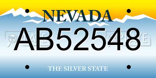 AB52548 Nevada License Plate