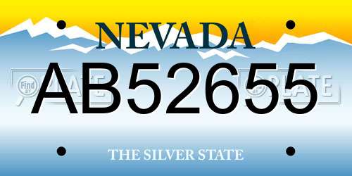 AB52655 Nevada License Plate