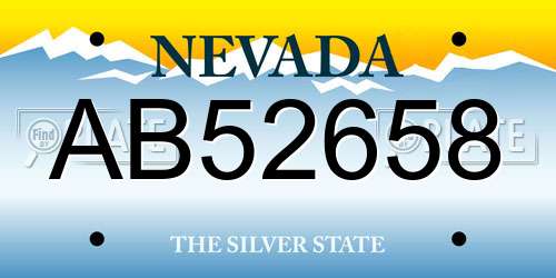 AB52658 Nevada License Plate