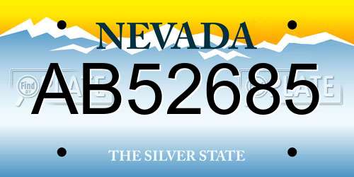 AB52685 Nevada License Plate
