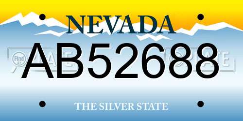AB52688 Nevada License Plate