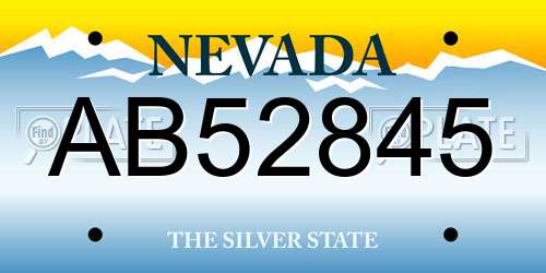 AB52845 Nevada License Plate