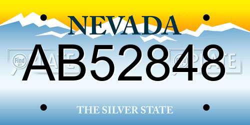AB52848 Nevada License Plate