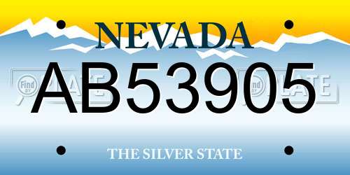 AB53905 Nevada License Plate