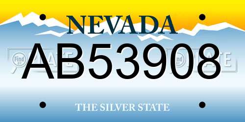 AB53908 Nevada License Plate