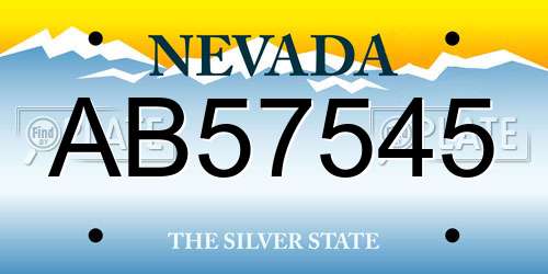 AB57545 Nevada License Plate