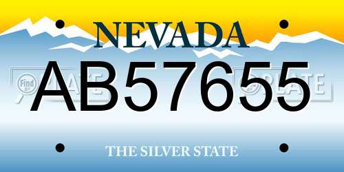 AB57655 Nevada License Plate