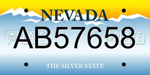 AB57658 Nevada License Plate