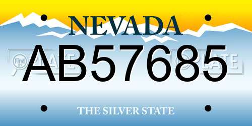 AB57685 Nevada License Plate