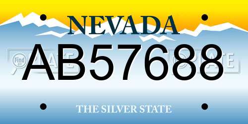 AB57688 Nevada License Plate