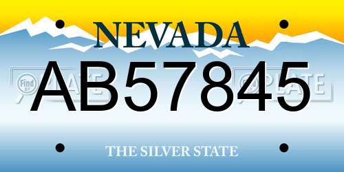 AB57845 Nevada License Plate