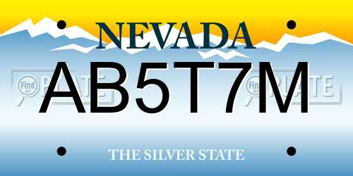 AB5T7M Nevada License Plate