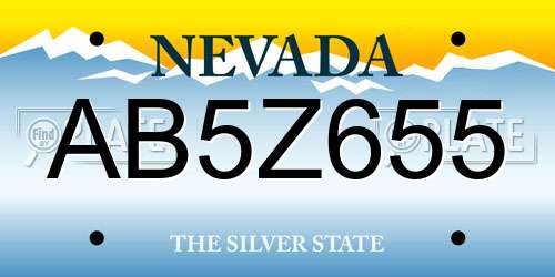 AB5Z655 Nevada License Plate