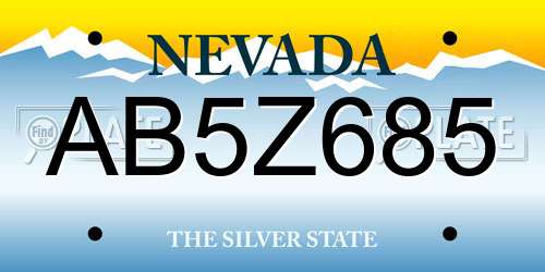 AB5Z685 Nevada License Plate