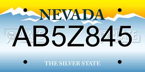 AB5Z845 Nevada License Plate