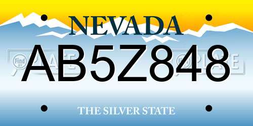 AB5Z848 Nevada License Plate