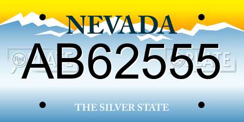 AB62555 Nevada License Plate
