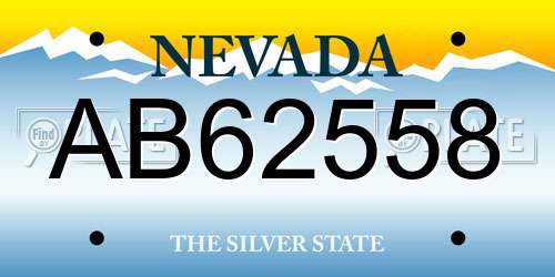 AB62558 Nevada License Plate
