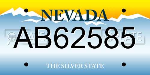 AB62585 Nevada License Plate