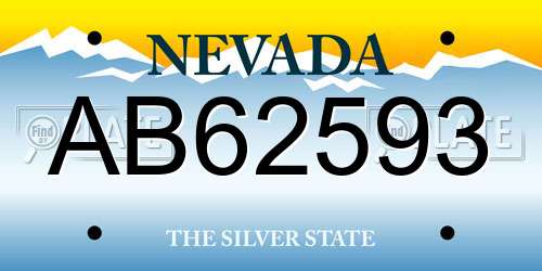 AB62593 Nevada License Plate