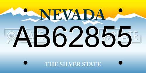 AB62855 Nevada License Plate