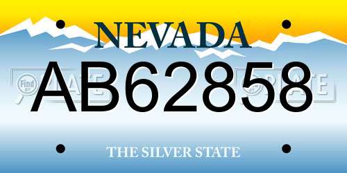 AB62858 Nevada License Plate