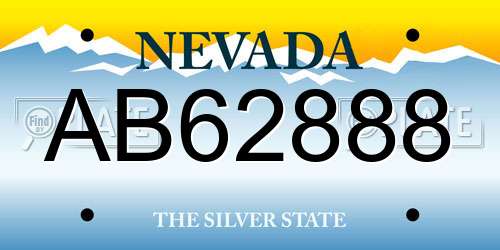 AB62888 Nevada License Plate