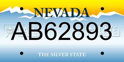 AB62893 Nevada License Plate