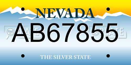 AB67855 Nevada License Plate
